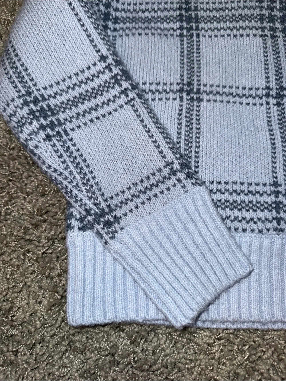 OshKosh B'gosh Light Blue & Gray Plaid V-Neck Sweater Girls (8) NWT